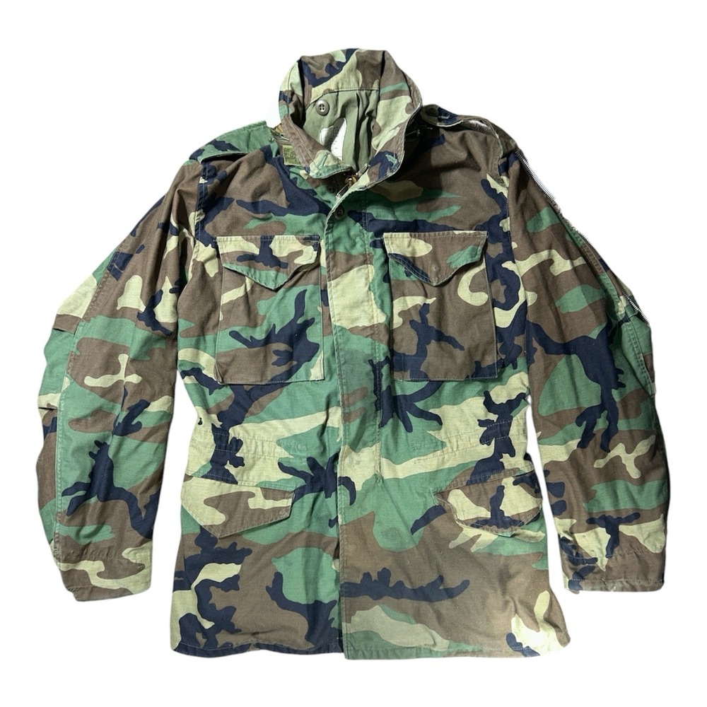 VTG‎ 80s M-65 Camouflage Small Long Coat Cold Weather Field Military